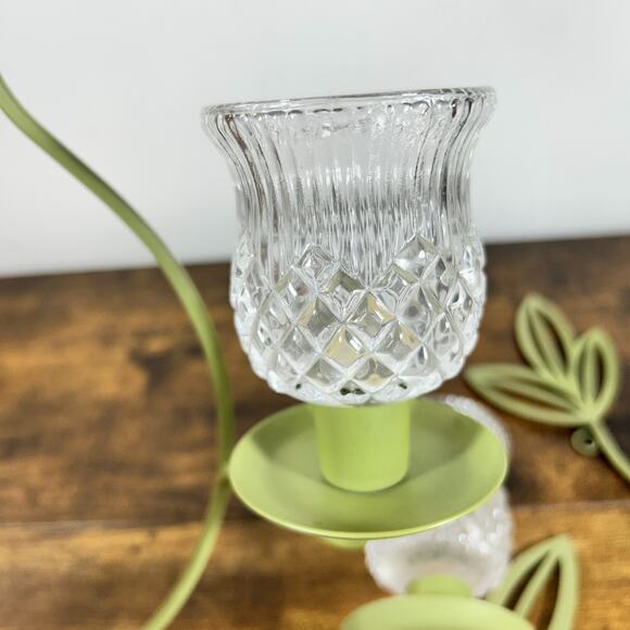 PartyLite Herbal Spring Wall Sconce Green Metal Leaves  display picture 1